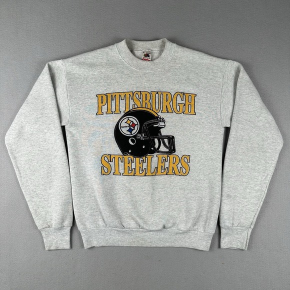 Fruit of the Loom Other - Vtg 90s Pittsburg Steelers Sweatshirt Men's Medium Gray Helmet Logo Crew Neck